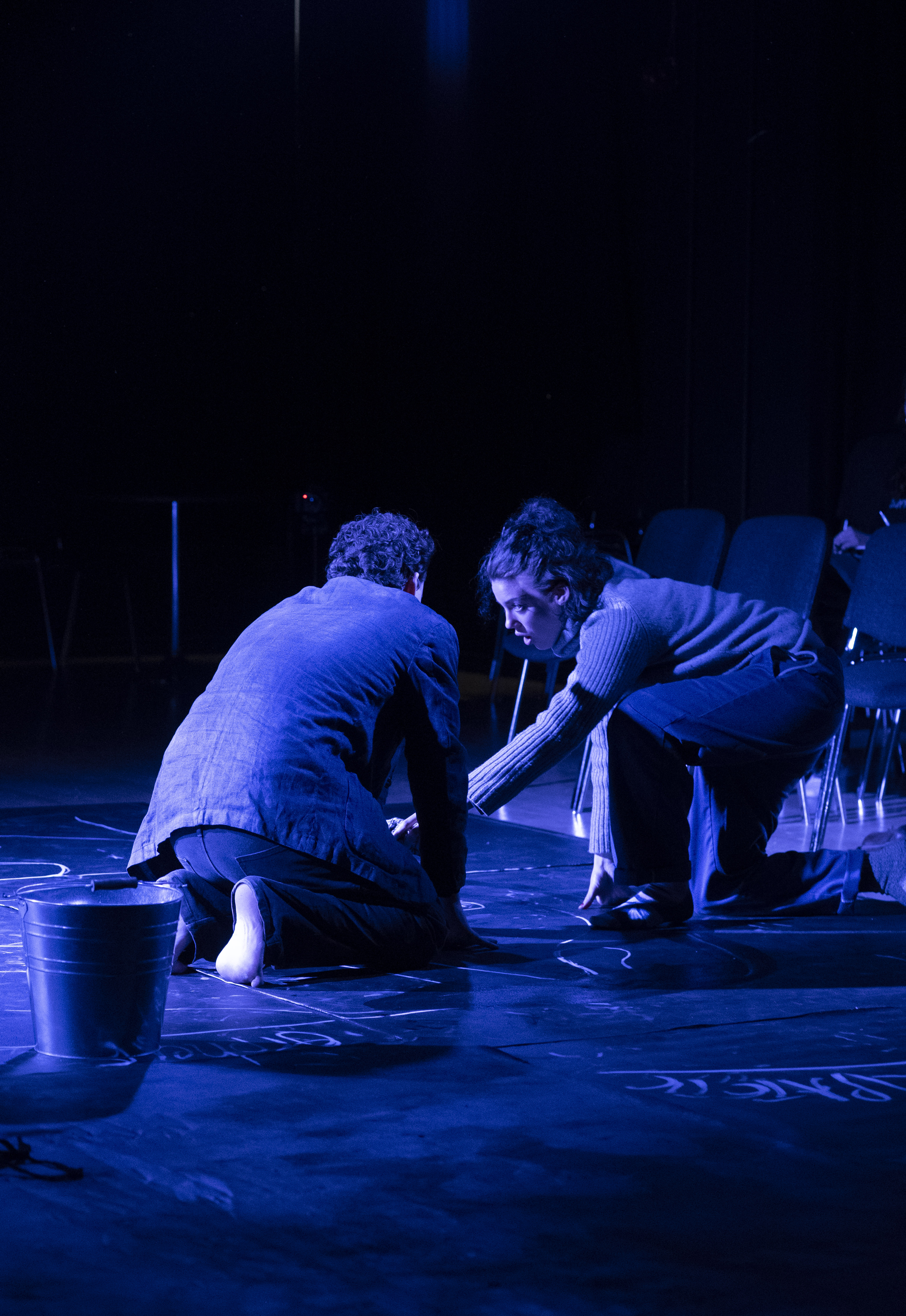 Martha Pardue at work on stage during a rehearsal.